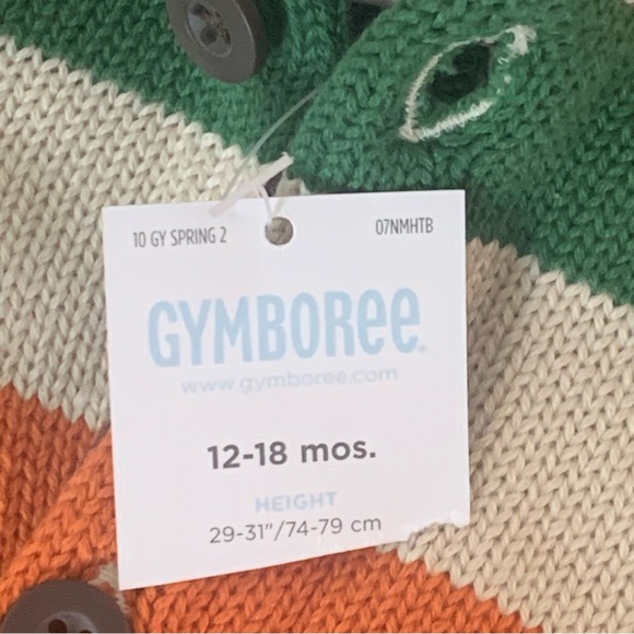 SCARCE NWT Gymboree Baby Boy 12-18 Sweater Cardigan Buttons Orange Green Brown - Picture 5 of 7
